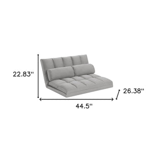 Homeroots 45" Gray Futon Sofa Bed With Toss Pillows - Modern Convertible Sleeper Loveseat For Stylish Spaces   526457