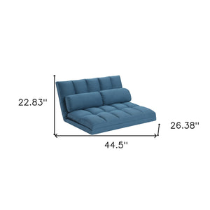 Homeroots 45" Blue Futon Convertible Sleeper Loveseat And Toss Pillows   526458