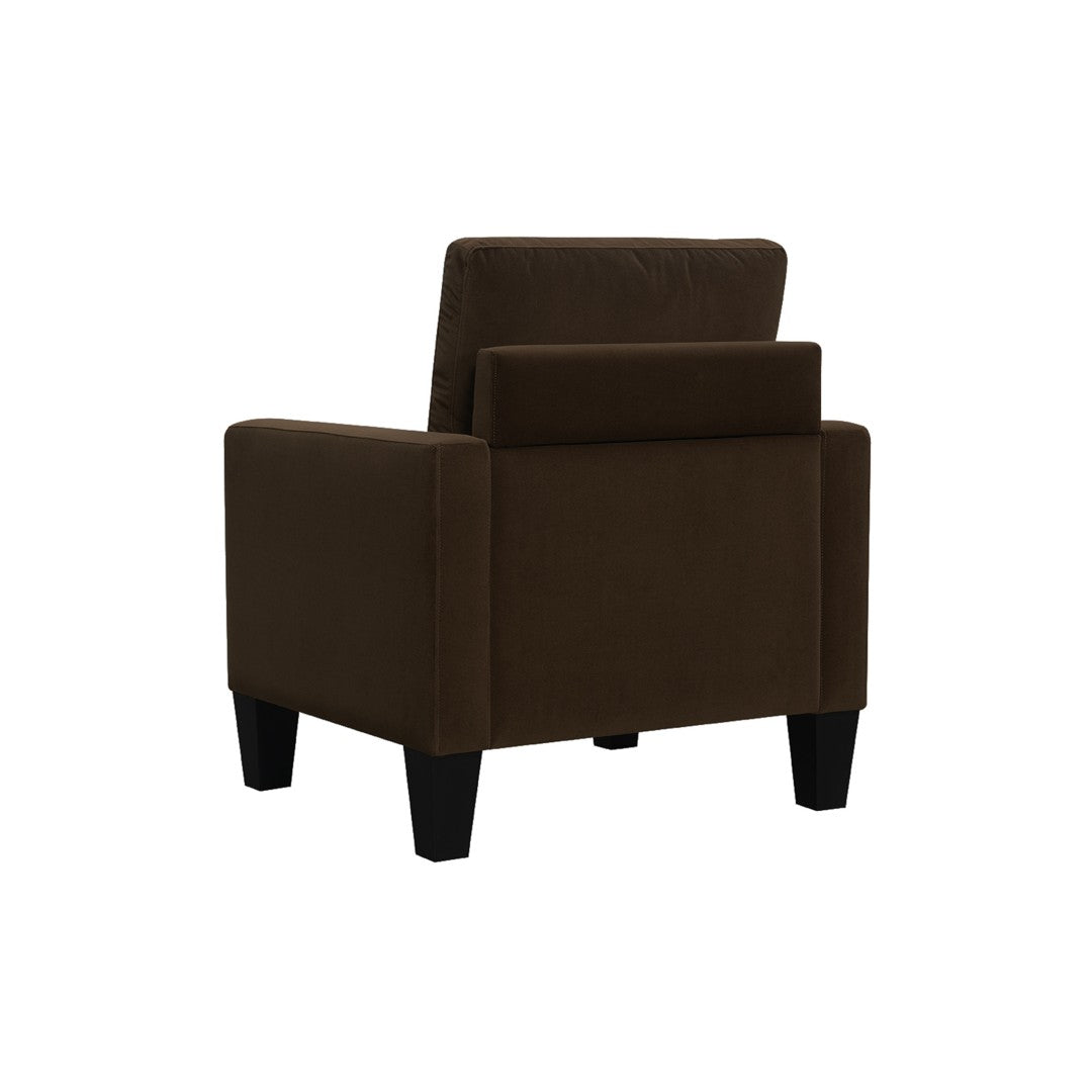 HomeRoots 32" Mid-Century Modern Dark Brown & Black Upholstered Arm Chair - Thumbnail 3
