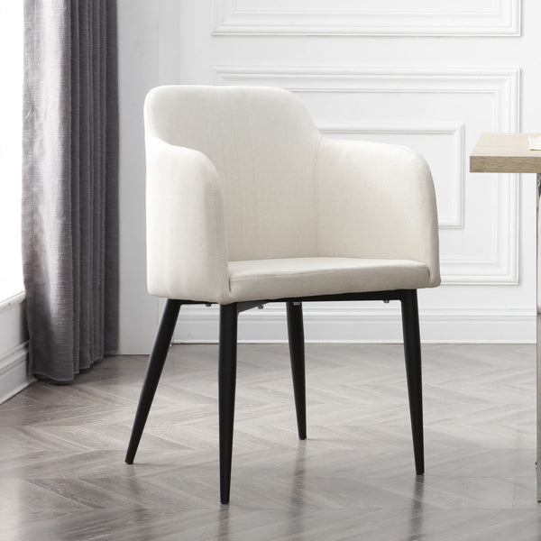 Homeroots Set Of Two 23" Off White And Black Upholstered Arm Chair   526462