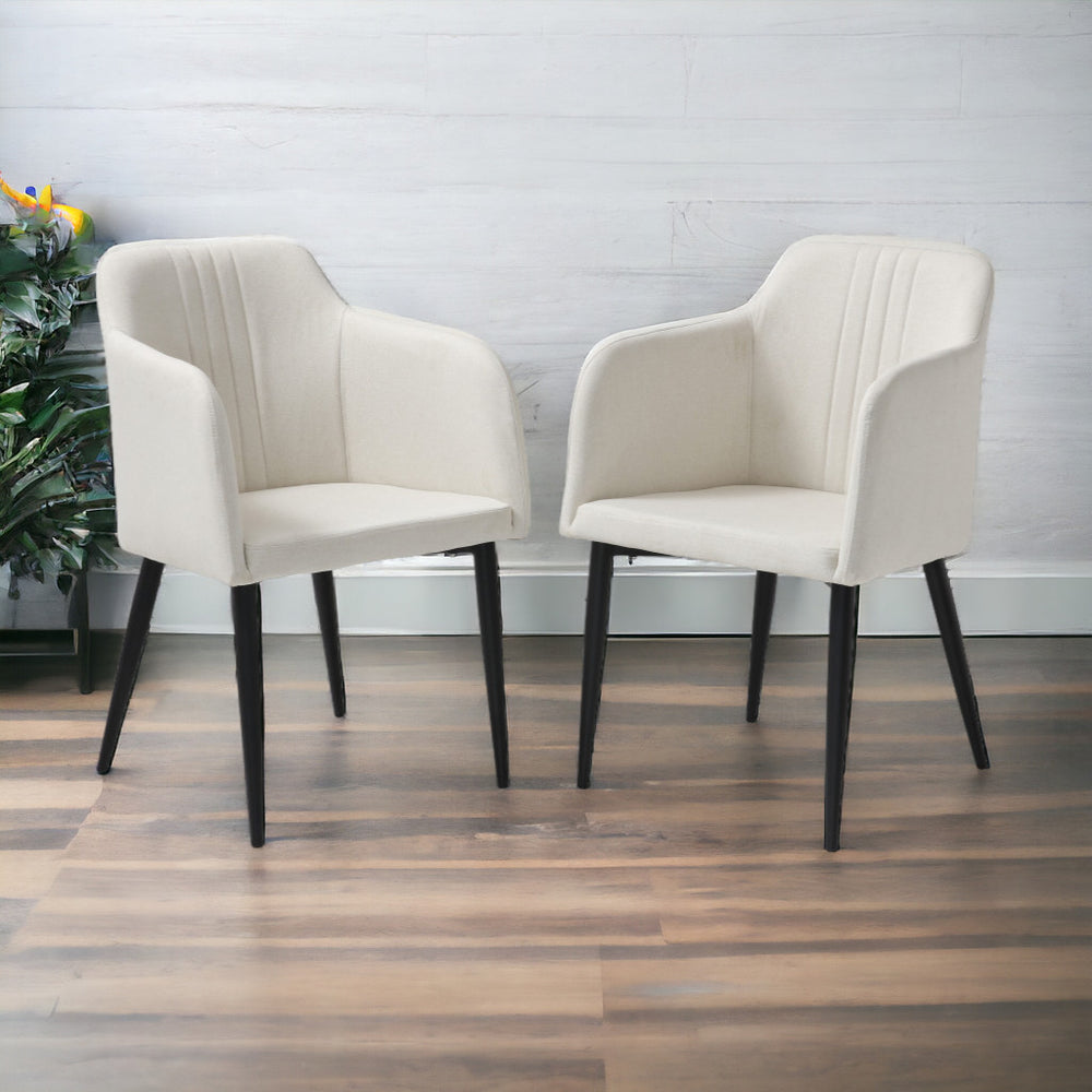 Homeroots Set Of Two 23" Off White And Black Upholstered Arm Chair   526462