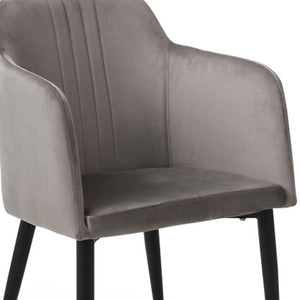 Homeroots Set Of Two 23" Gray And Black Velvet Arm Chair   526464