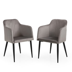 Homeroots Set Of Two 23" Gray And Black Velvet Arm Chair   526464