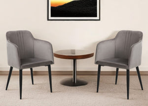 Homeroots Set Of Two 23" Gray And Black Velvet Arm Chair   526464