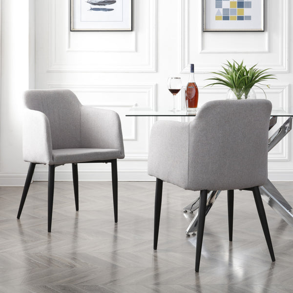 Homeroots Set Of Two 23" Light Gray And Black Upholstered Arm Chair   526465