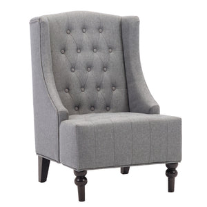 Homeroots 25" Gray And Black Upholstered Wingback Accent Chair   526469
