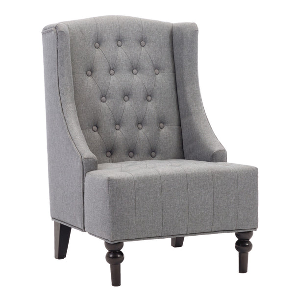 Homeroots 25" Gray And Black Upholstered Wingback Accent Chair   526469