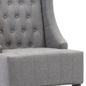 Homeroots 25" Gray And Black Upholstered Wingback Accent Chair   526469