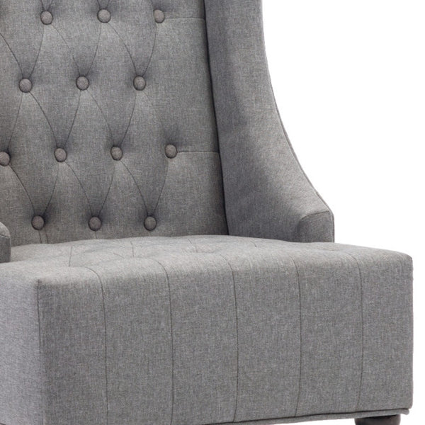 Homeroots 25" Gray And Black Upholstered Wingback Accent Chair   526469