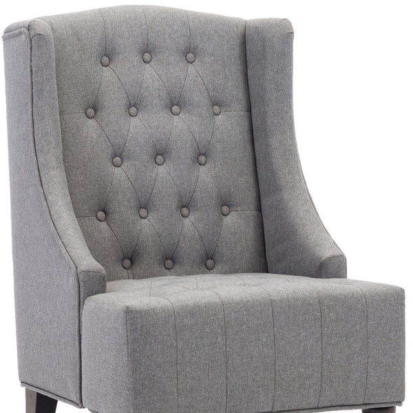 Homeroots 25" Gray And Black Upholstered Wingback Accent Chair   526469