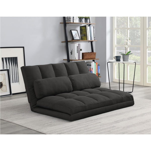 HomeRoots 45" Gray Futon Convertible Loveseat with Pillows - Stylish Space-Saving Sleeper for Modern Living 526470