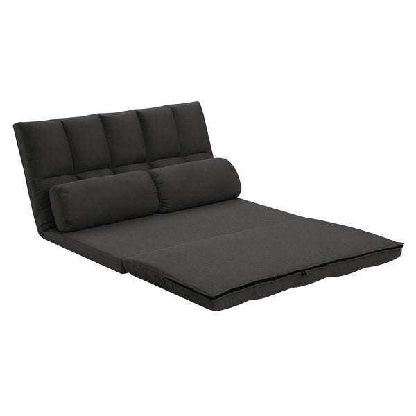HomeRoots 45" Gray Futon Convertible Loveseat with Pillows - Stylish Space-Saving Sleeper for Modern Living 526470