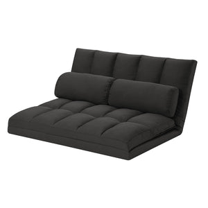 HomeRoots 45" Gray Futon Convertible Loveseat with Pillows - Stylish Space-Saving Sleeper for Modern Living 526470