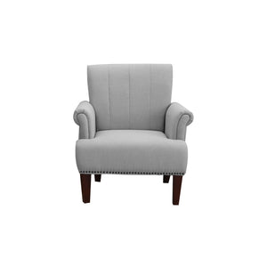 Homeroots 30" Light Gray And Brown Upholstered Arm Chair   526472