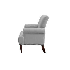 Homeroots 30" Light Gray And Brown Upholstered Arm Chair   526472
