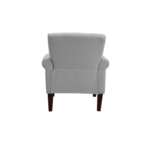 Homeroots 30" Light Gray And Brown Upholstered Arm Chair   526472