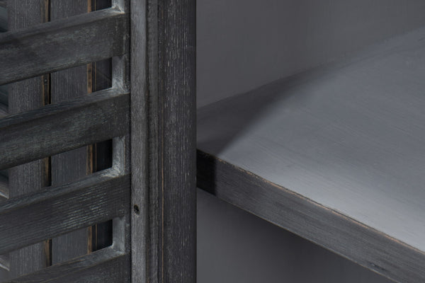 Sarreid St Lucia Sideboard With Solid Sides – Reclaimed Pine & Matte Black Finish, 4 Fixed Shelves For Style Black  52647