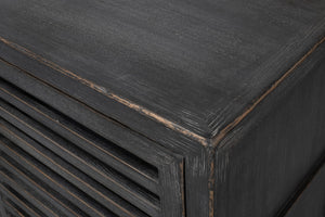 Sarreid St Lucia Sideboard With Solid Sides – Reclaimed Pine & Matte Black Finish, 4 Fixed Shelves For Style Black  52647