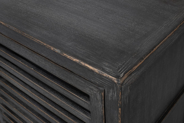 Sarreid St Lucia Sideboard With Solid Sides – Reclaimed Pine & Matte Black Finish, 4 Fixed Shelves For Style Black  52647