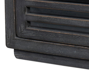 Sarreid St Lucia Sideboard With Solid Sides – Reclaimed Pine & Matte Black Finish, 4 Fixed Shelves For Style Black  52647