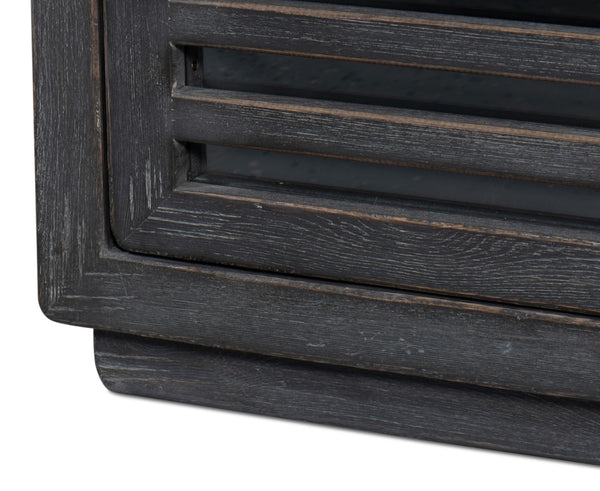 Sarreid St Lucia Sideboard With Solid Sides – Reclaimed Pine & Matte Black Finish, 4 Fixed Shelves For Style Black  52647