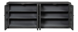 Sarreid St Lucia Sideboard With Solid Sides – Reclaimed Pine & Matte Black Finish, 4 Fixed Shelves For Style Black  52647