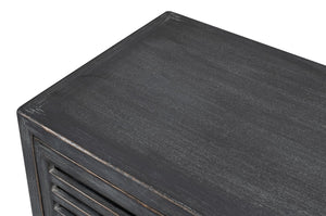 Sarreid St Lucia Sideboard With Solid Sides – Reclaimed Pine & Matte Black Finish, 4 Fixed Shelves For Style Black  52647