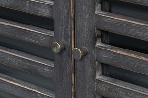 Sarreid St Lucia Sideboard With Solid Sides – Reclaimed Pine & Matte Black Finish, 4 Fixed Shelves For Style Black  52647
