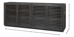 Sarreid St Lucia Sideboard With Solid Sides – Reclaimed Pine & Matte Black Finish, 4 Fixed Shelves For Style Black  52647