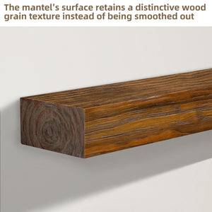 English Elm Fireplace Mantel - 74" Handcrafted Solid Pine Floating Shelf, Dark Chocolate Finish For Stylish Display T3210P391500