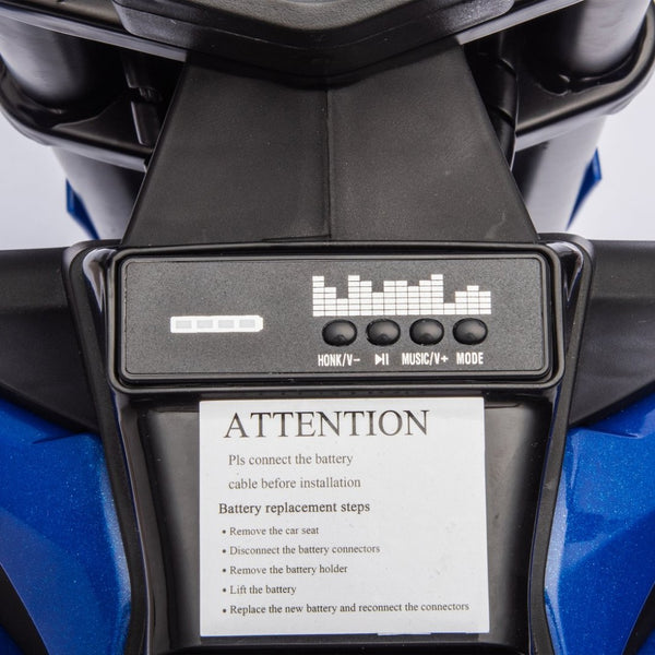 English Elm 24v Kids Electric Motocross Motorcycle 200w Hub Motor Suspension Led Bluetooth Audio Blue W1578P225048