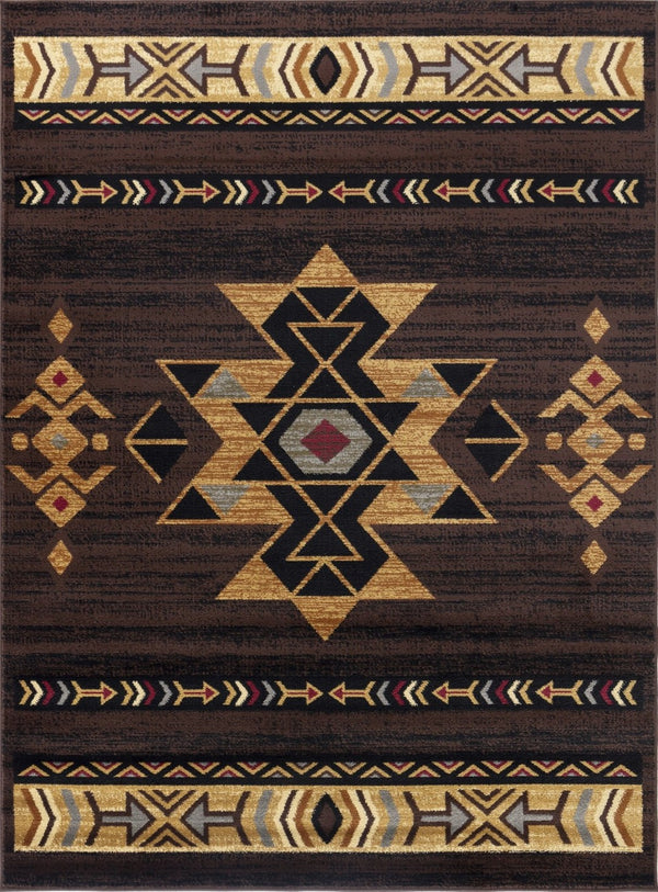 English Elm Tribes Brown 5'3" X 7'3" Southwest Area Rug - Durable, Stain-Resistant, Kid & Pet-Friendly Design B186P180997-GIGA
