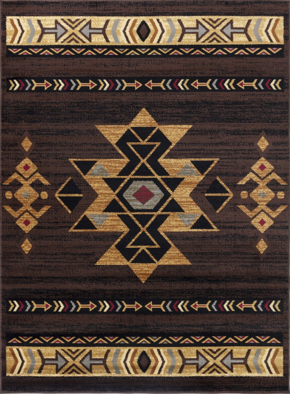 English Elm Tribes Brown 7'10" X 10'3" Southwest Area Rug - Durable, Kid & Pet Friendly, Stylish For Any Space B186P180996-GIGA