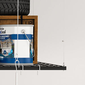 English Elm Overhead Garage Ceiling Rack All Steel Crank Down Platform 250 Lb Locking Hoist W2700P346225