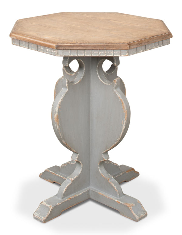 Sarreid Brogan Side Table With Old Pine Finish And Dentil Molding - Rustic Charm For Your Home Décor Green  52656