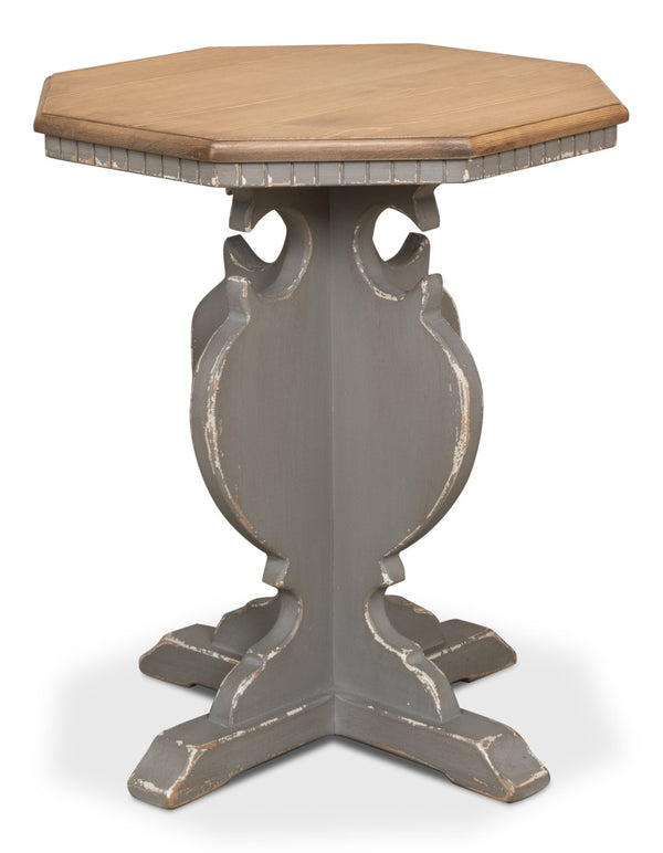 Sarreid Brogan Side Table With Old Pine Finish And Dentil Molding - Rustic Charm For Your Home Décor Green  52656