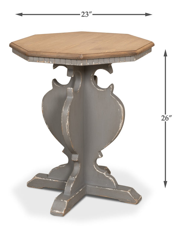 Sarreid Brogan Side Table With Old Pine Finish And Dentil Molding - Rustic Charm For Your Home Décor Green  52656