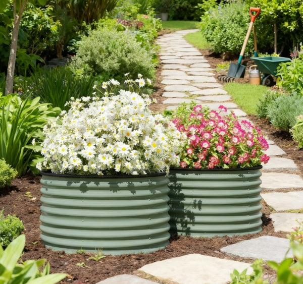 English Elm Garden Galvanized Steel Raised Planter with Integrated Trellis for Climbing Vines Outdoors T3971P422045