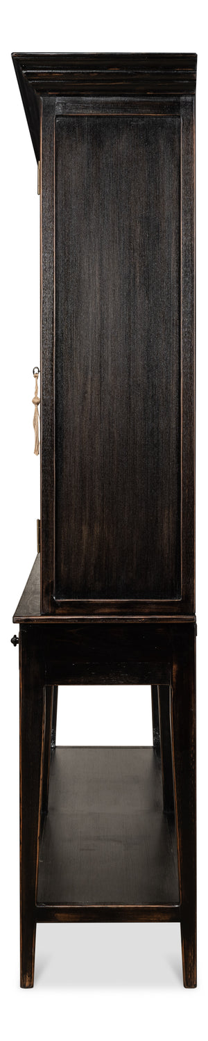 Sarreid Beacon Hill Display Case - Elegant Ebony Finish With 6 Adjustable Shelves And Glass Window Panes   52659