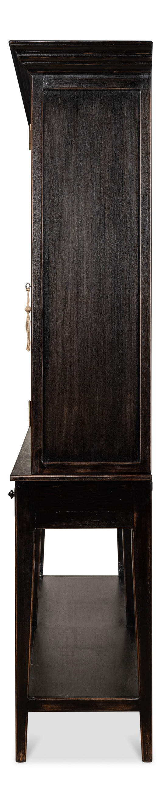 Sarreid Beacon Hill Display Case - Elegant Ebony Finish With 6 Adjustable Shelves And Glass Window Panes   52659