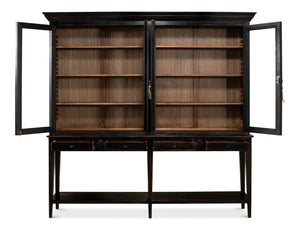 Sarreid Beacon Hill Display Case - Elegant Ebony Finish With 6 Adjustable Shelves And Glass Window Panes   52659