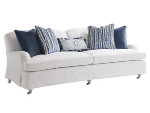 Lexington Barclay Butera Athos Tight Back Sofa: Elegant Upholstered Design With Luxurious Down Pillows And Pewter Casters   5265-31p-40