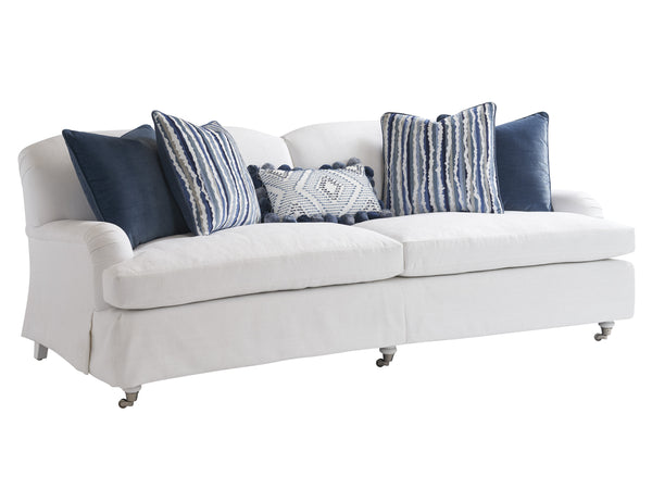 Lexington Barclay Butera Athos Tight Back Sofa: Elegant Upholstered Design With Luxurious Down Pillows And Pewter Casters   5265-31p-40