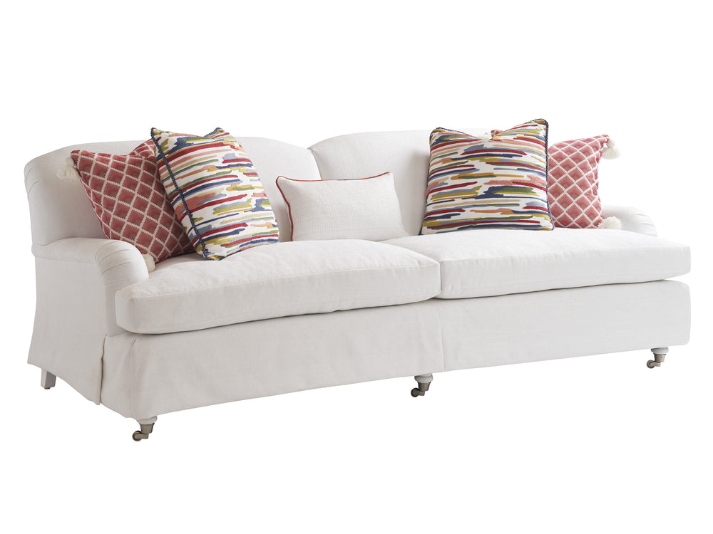 Lexington Barclay Butera Athos Tight Back Sofa: Elegant Upholstered Design With Luxurious Down Pillows And Pewter Casters   5265-31p-41