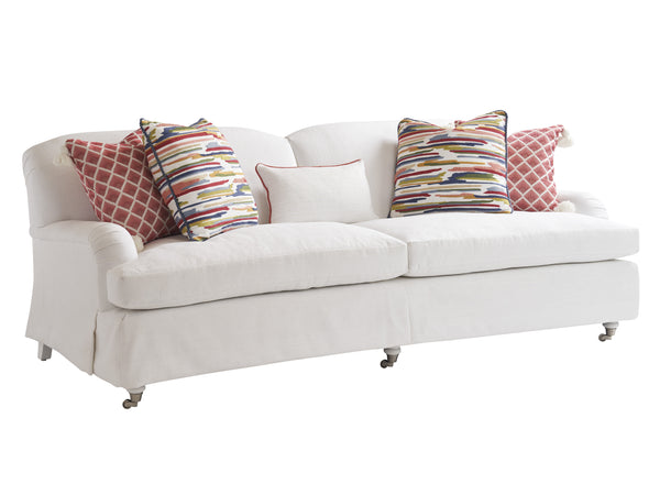 Lexington Barclay Butera Athos Tight Back Sofa: Elegant Upholstered Design With Luxurious Down Pillows And Pewter Casters   5265-31p-41