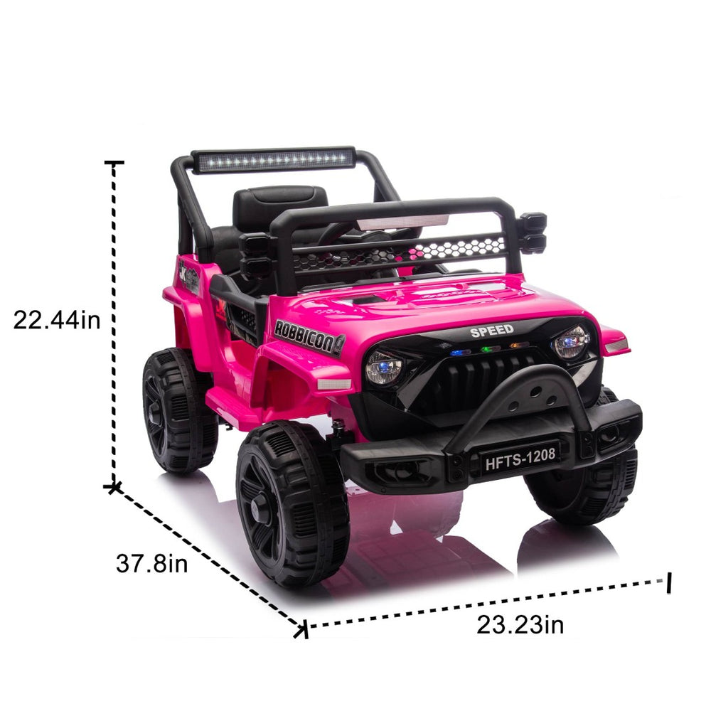 English Elm 12v Kids Electric Ride on Truck with Parental Remote Four Wheel Suspension and Led Lights Pink W1578P187456