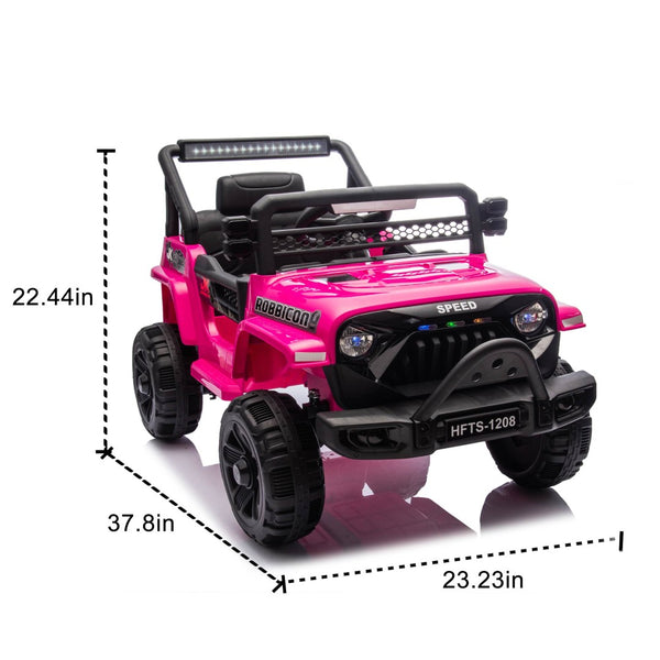 English Elm 12v Kids Electric Ride on Truck with Parental Remote Four Wheel Suspension and Led Lights Pink W1578P187456