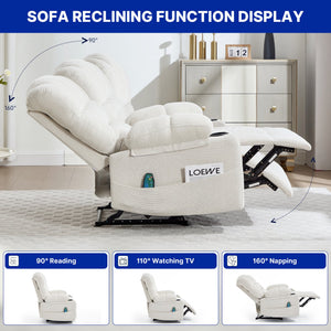 English Elm Living Space Reclining Chair with 8-Point Vibration, Lumbar Heating, Multi-Recline Comfort and Easy Assembly Beige W1403P364987