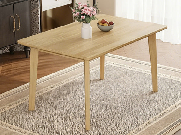 English Elm Rustic Minimalist Rubberwood Dining Table with Tapered Legs for Small Apartment Spaces Natural N752P368503A