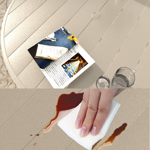 English Elm VRSHWO"Outdoor Round Patio Dining Table for 4-6, Powder-Coated Steel, Rust-Resistant with Umbrella Hole Sandstone W213P332219